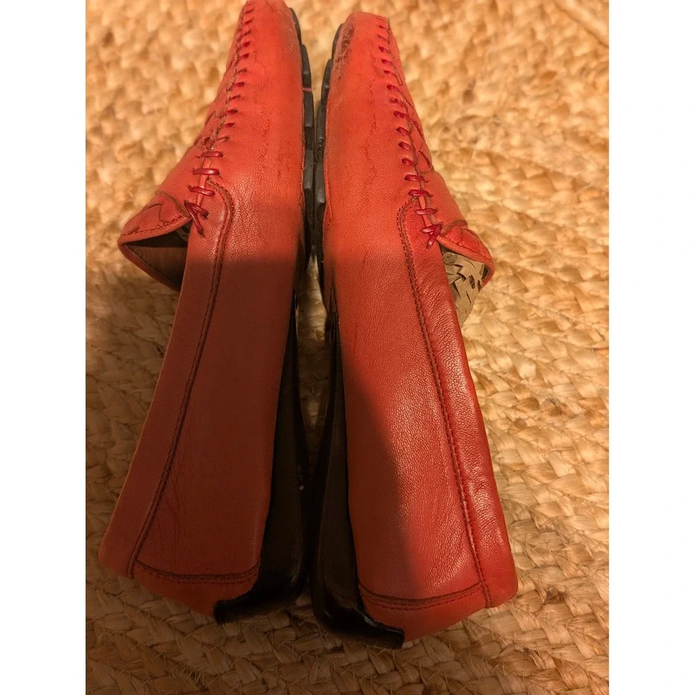 Robert Zur Petra Woven Leather Driving Loafers Red Womens 8M Penny Moccasins